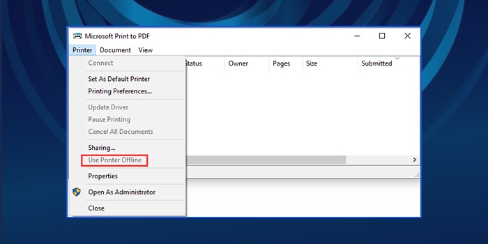 use printer offline settings