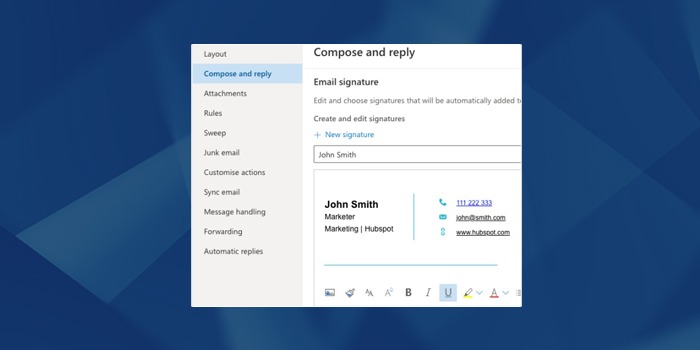 Input your signature below ‘Email signature