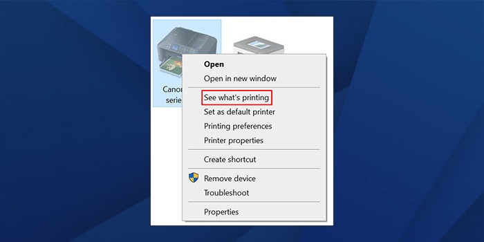 Set as Default Printer” option.