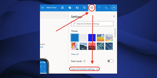 Tap On "View all Outlook settings"
