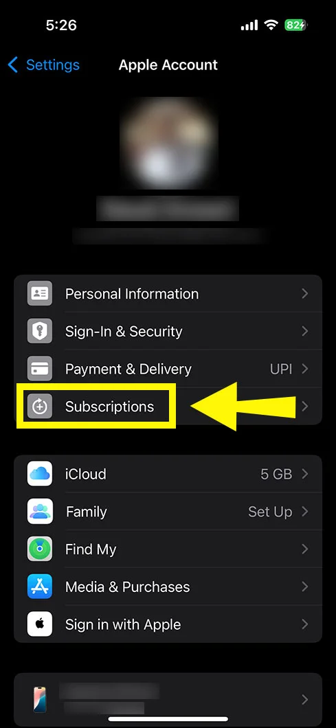 Tap On Subscriptions Buttons