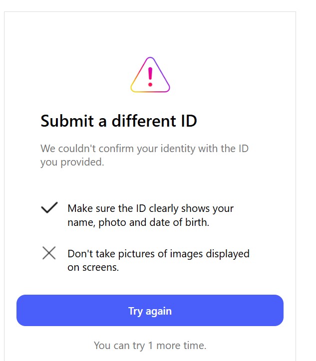 Upload document again for regain Instagram account after suspended 
