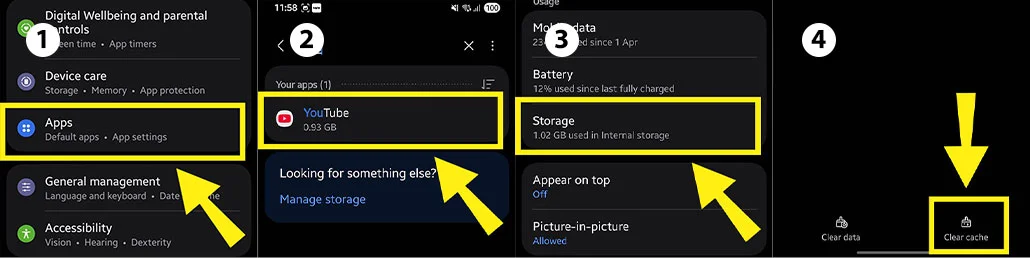 Step-by-step guide on how to clear YouTube app cache on Android to fix playback errors