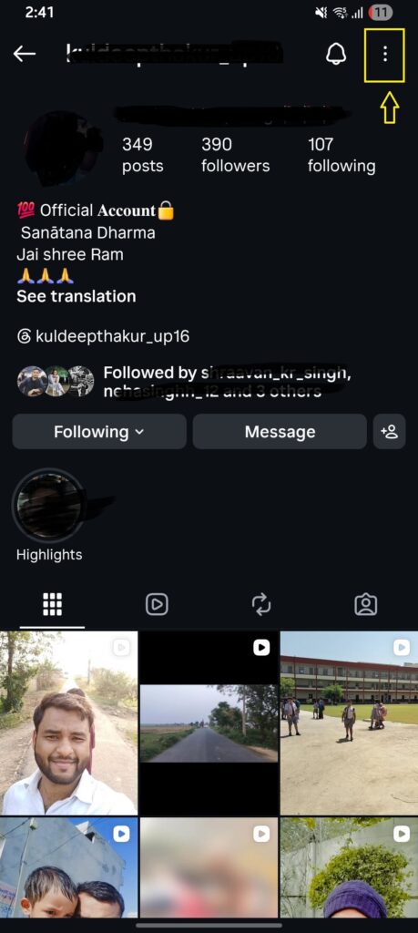 tap three dot icon