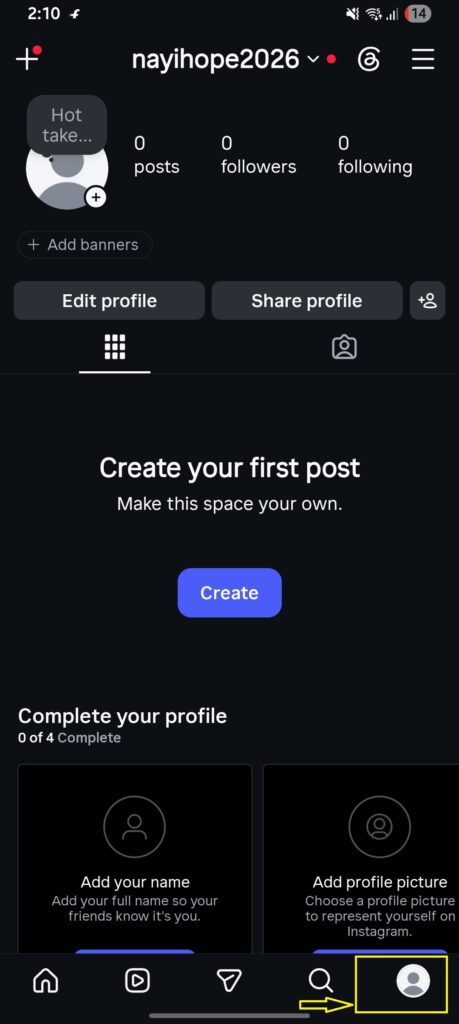 Tap your profile photo