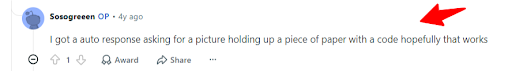I got an auto response asking for a picture holding